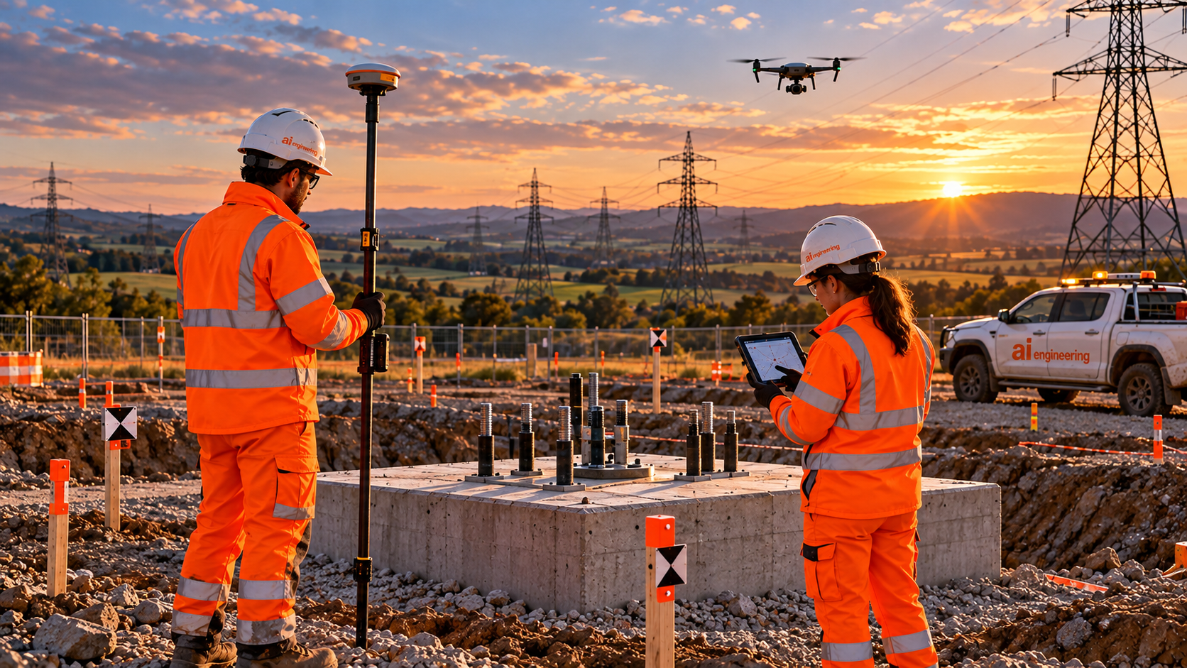 Survey control activities on a transmission infrastructure site